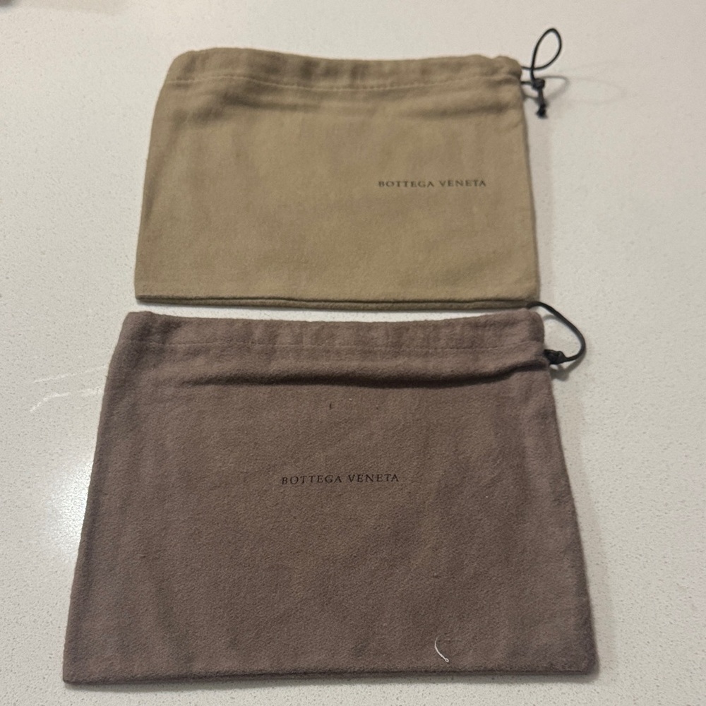 Bottega Veneta Beige and Brown wallet or jewellery dust bag x2
